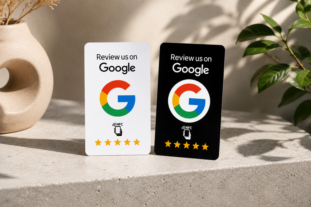Carte NFC Google Review tenue en main