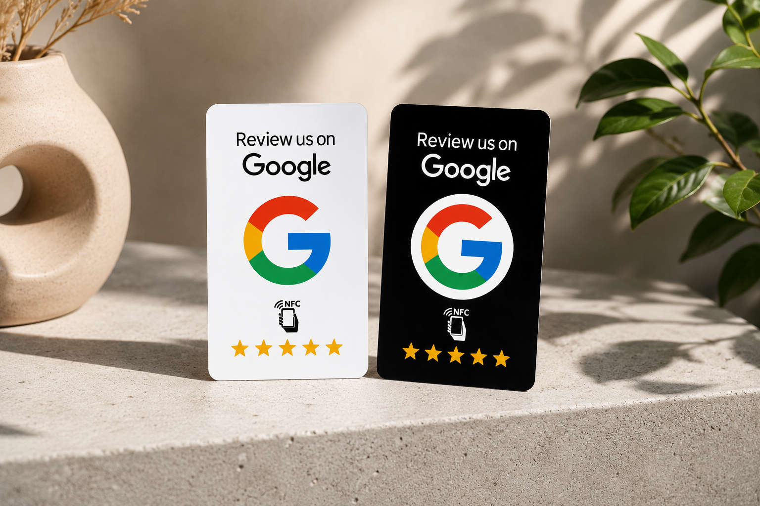 Carte NFC Google Review tenue en main